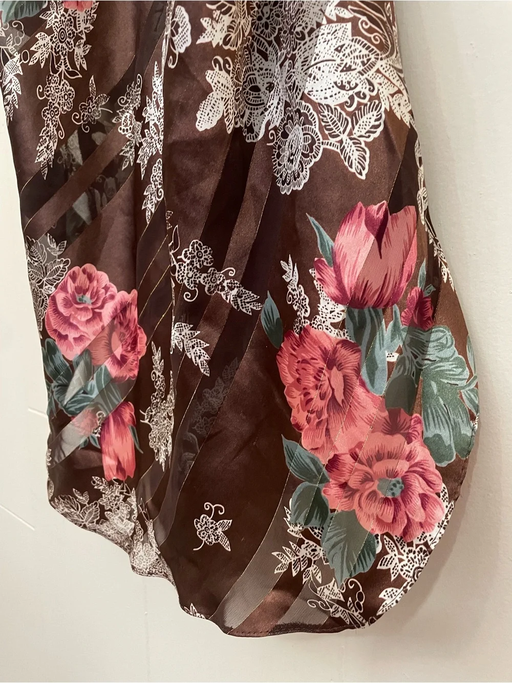 Vintage Lace Slip Dress Size M Brown Floral Sheer Beautiful Whimsy Goth Fairy